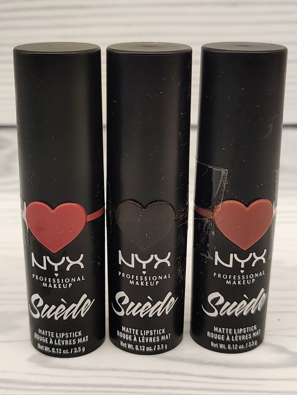 NYX Suede Matte Lipstick Trio - Red, Black  Dusty Rose Makeup New!